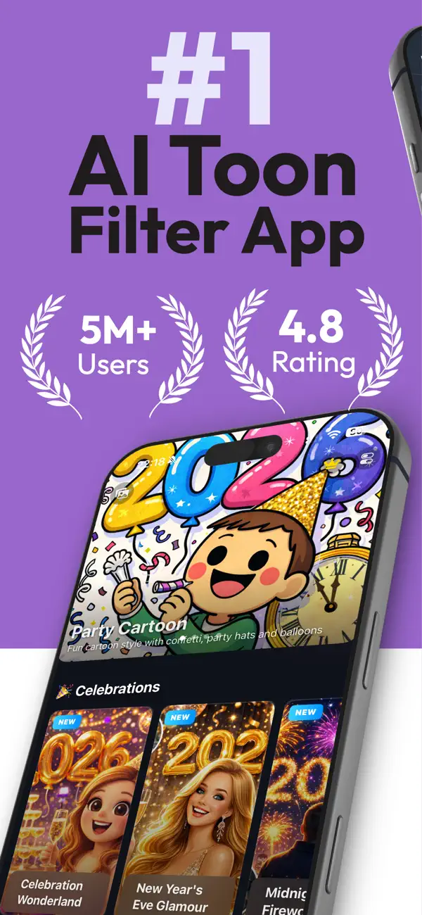 ToonFilter App Store screenshot introducing the AI cartoon filter app