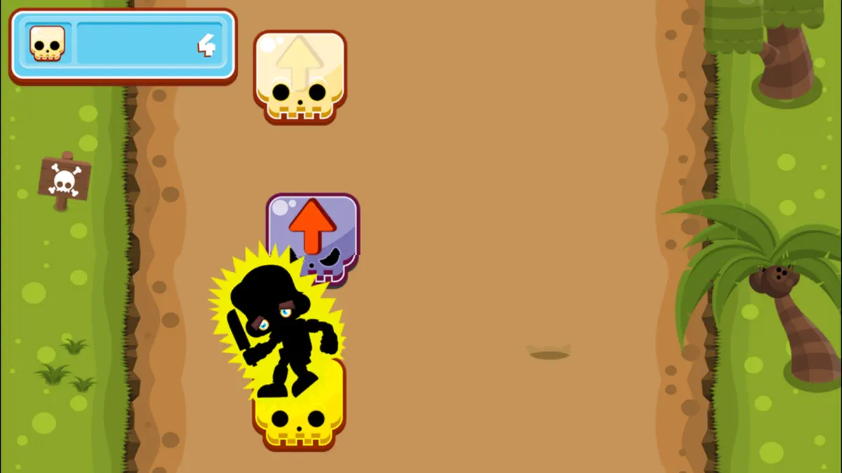Trap Raider gameplay showing a collision with a direction trap